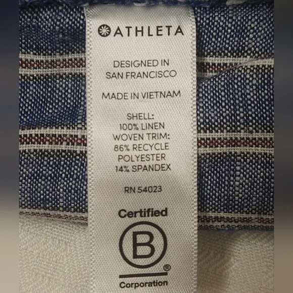 Athleta Cabo 100% Linen Striped Shorts Blue & White Size 8. #A13 - Picture 7 of 10